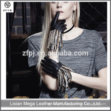 Fashion Italian Dress Women Hand made Motorcycle Driving Fringed Leather Gloves